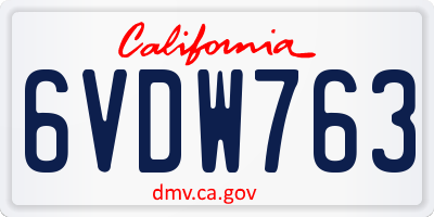 CA license plate 6VDW763