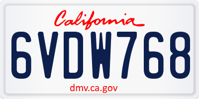 CA license plate 6VDW768