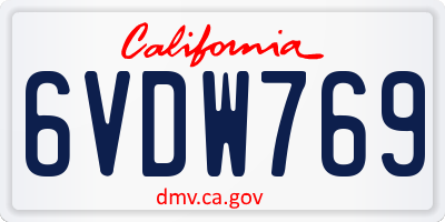 CA license plate 6VDW769