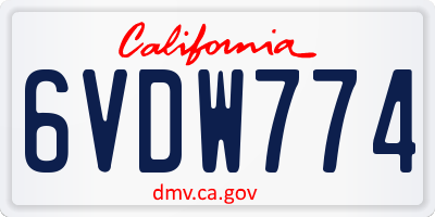 CA license plate 6VDW774