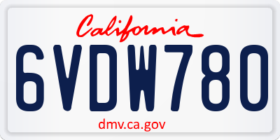 CA license plate 6VDW780