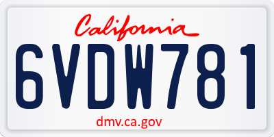 CA license plate 6VDW781