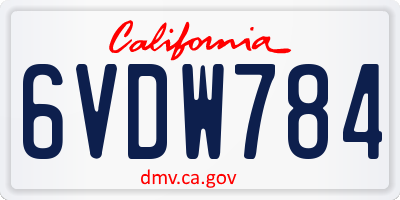 CA license plate 6VDW784