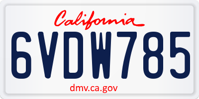 CA license plate 6VDW785