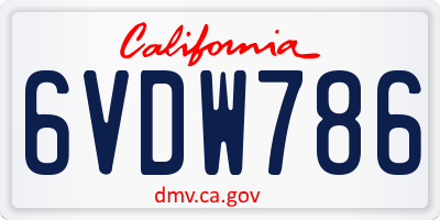 CA license plate 6VDW786