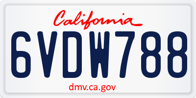 CA license plate 6VDW788