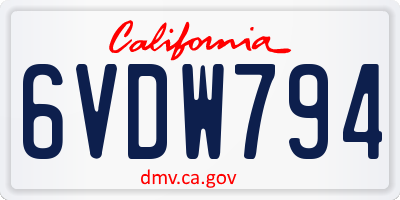 CA license plate 6VDW794