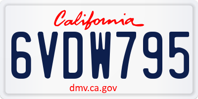 CA license plate 6VDW795