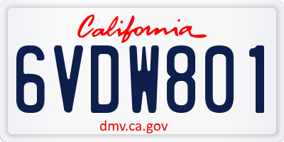 CA license plate 6VDW801