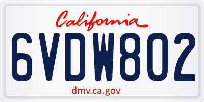 CA license plate 6VDW802