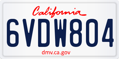 CA license plate 6VDW804