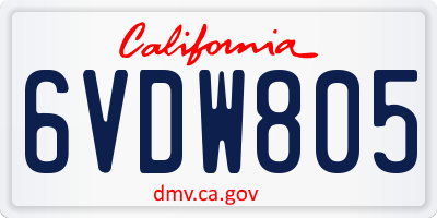 CA license plate 6VDW805