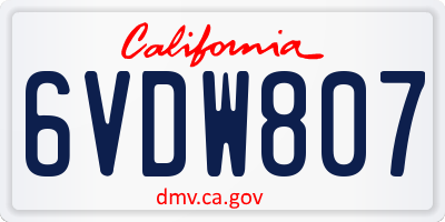 CA license plate 6VDW807