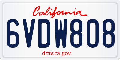 CA license plate 6VDW808