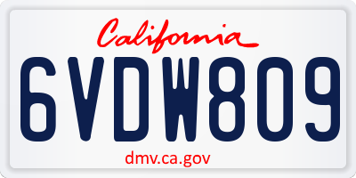 CA license plate 6VDW809