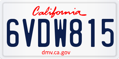 CA license plate 6VDW815
