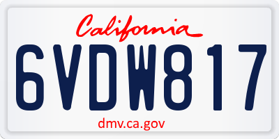 CA license plate 6VDW817