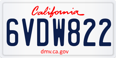 CA license plate 6VDW822