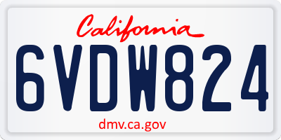 CA license plate 6VDW824