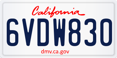 CA license plate 6VDW830