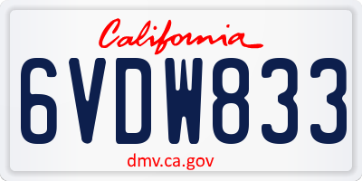 CA license plate 6VDW833