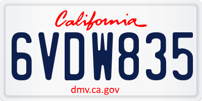 CA license plate 6VDW835