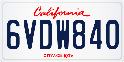 CA license plate 6VDW840