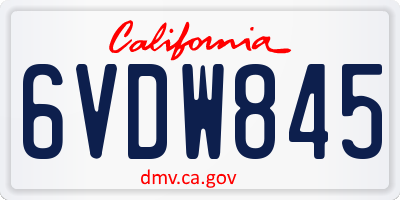 CA license plate 6VDW845