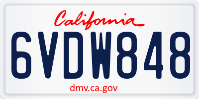 CA license plate 6VDW848