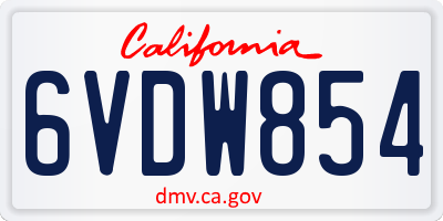 CA license plate 6VDW854