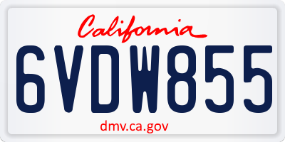CA license plate 6VDW855