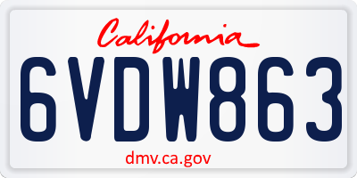 CA license plate 6VDW863