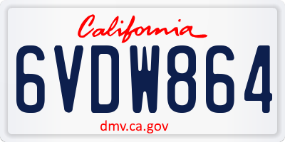 CA license plate 6VDW864