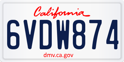 CA license plate 6VDW874