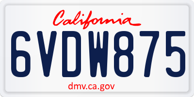 CA license plate 6VDW875