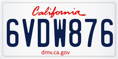 CA license plate 6VDW876