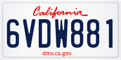 CA license plate 6VDW881