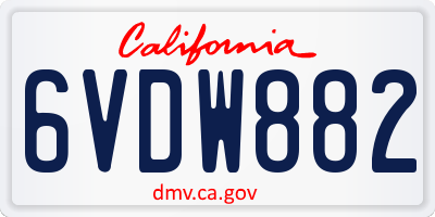CA license plate 6VDW882