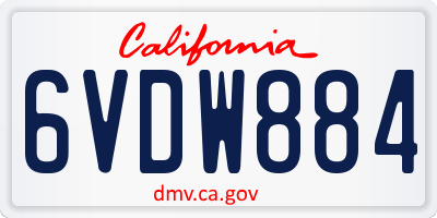 CA license plate 6VDW884