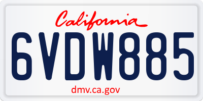 CA license plate 6VDW885