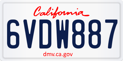 CA license plate 6VDW887