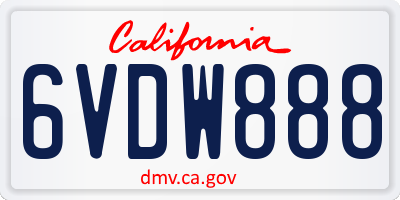CA license plate 6VDW888