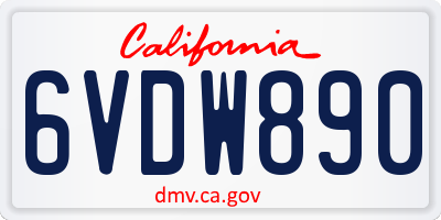 CA license plate 6VDW890