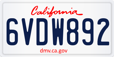 CA license plate 6VDW892