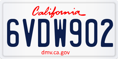 CA license plate 6VDW902