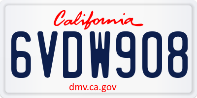 CA license plate 6VDW908
