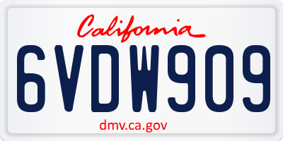CA license plate 6VDW909