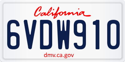 CA license plate 6VDW910