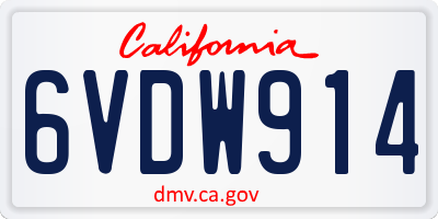 CA license plate 6VDW914