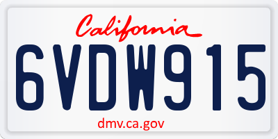 CA license plate 6VDW915